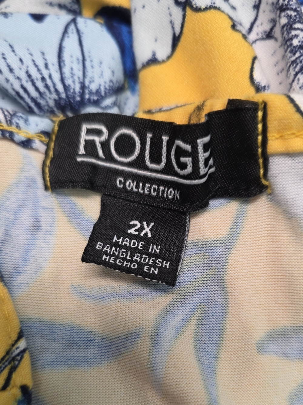 Womens Rouge Helium Yellow Floral Sundress with Blue and White Print - Picture 3 of 6